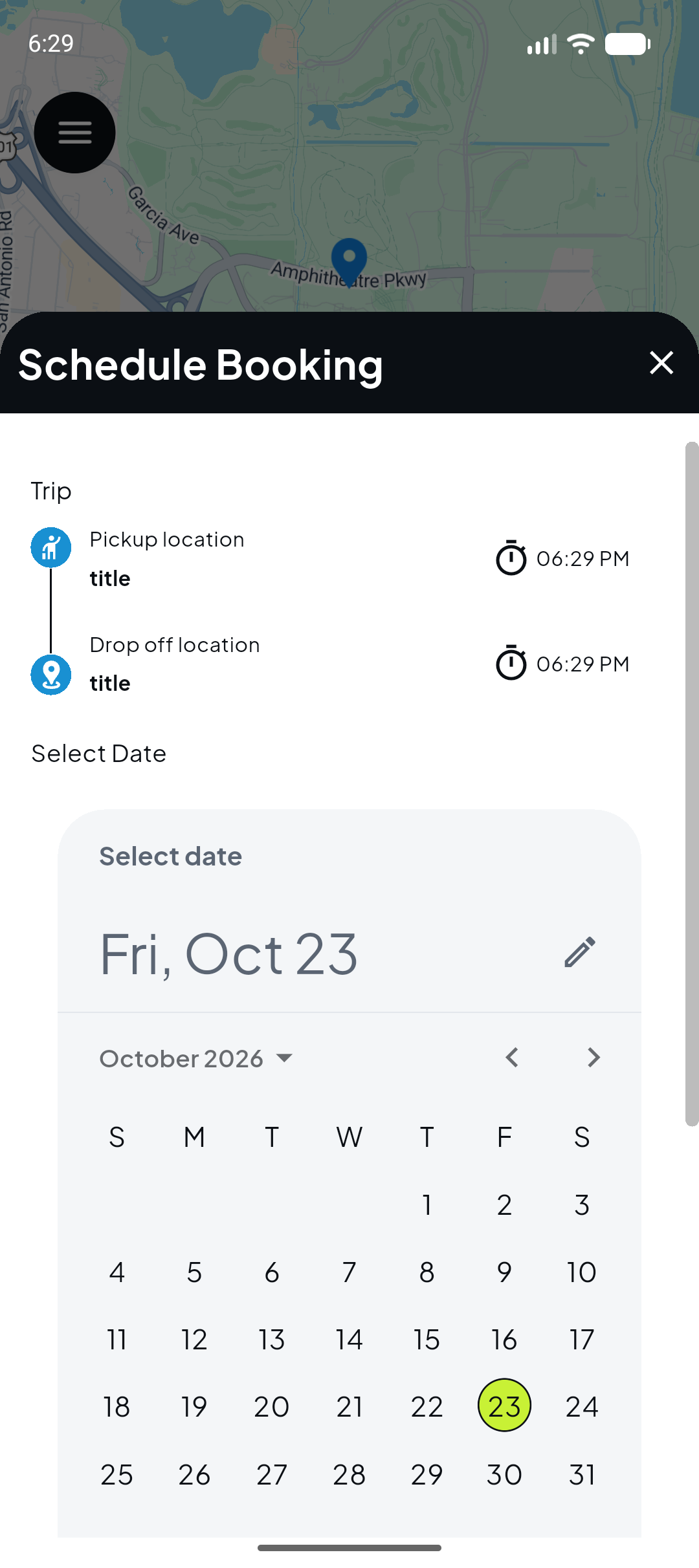 Rider app schedule booking